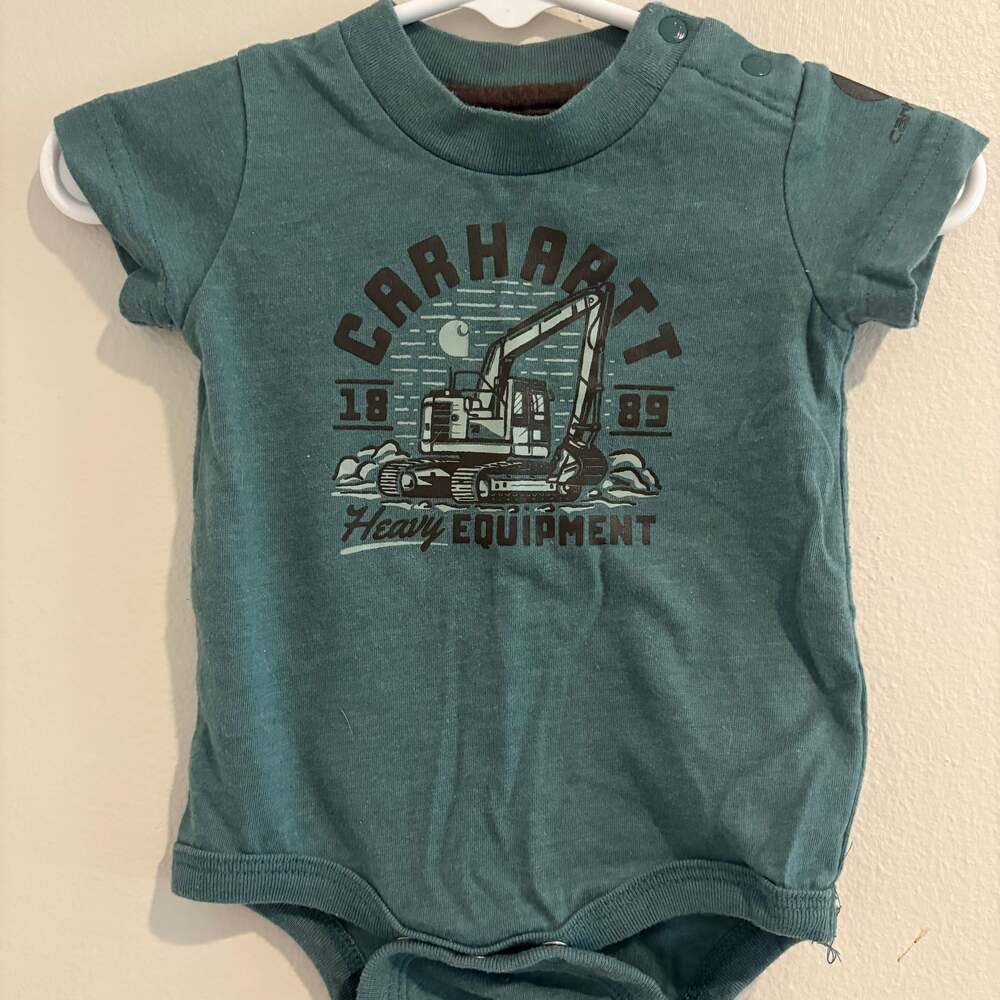 CARHARTT Infant Boys 3M Excavator One Piece Short Sleeve Shirt BodySuit NWT
